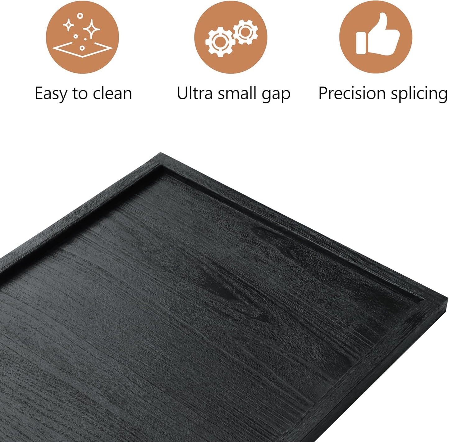 40"x20" Extra Large Long Rectangle Ottoman Table Tray - Black Rustic Wooden Serving Tray for Farmhouse Decorative Oversized Coffee Table Trays Living Room Kitchen Counter Breakfast