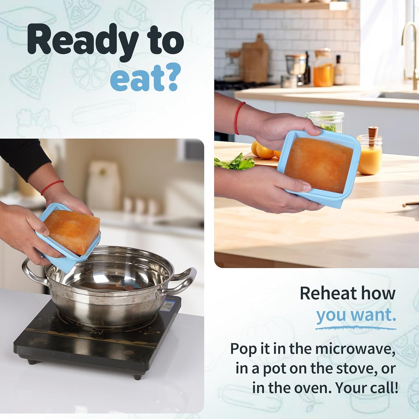 2-Cup Silicone Freezer Trays with Lids – Perfect for Meal Prep, Portion Control, and Easy Freezing-Meal Prep Container Molds for Soup,Leftovers (Aqua, 2 Pack)