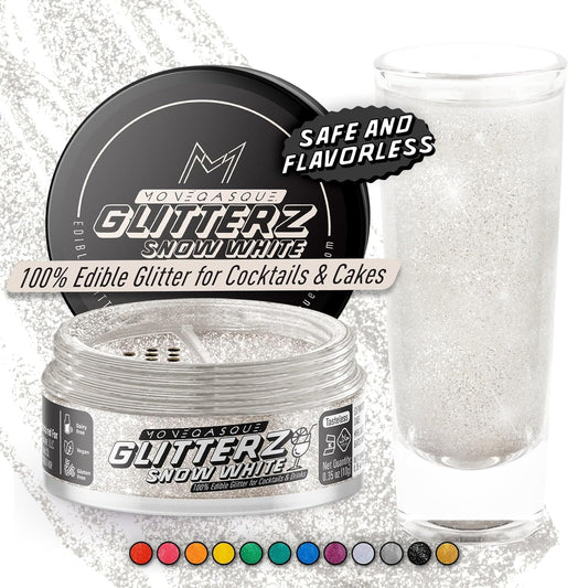 MONÉGASQUE Snow White Edible Glitter for Drinks 10g – White Edible Glitter for Cakes & Halloween Cocktails - Champagne & Cocktail Drink Shimmer - Cake Decorations Spray & Food Decorating Sprinkles