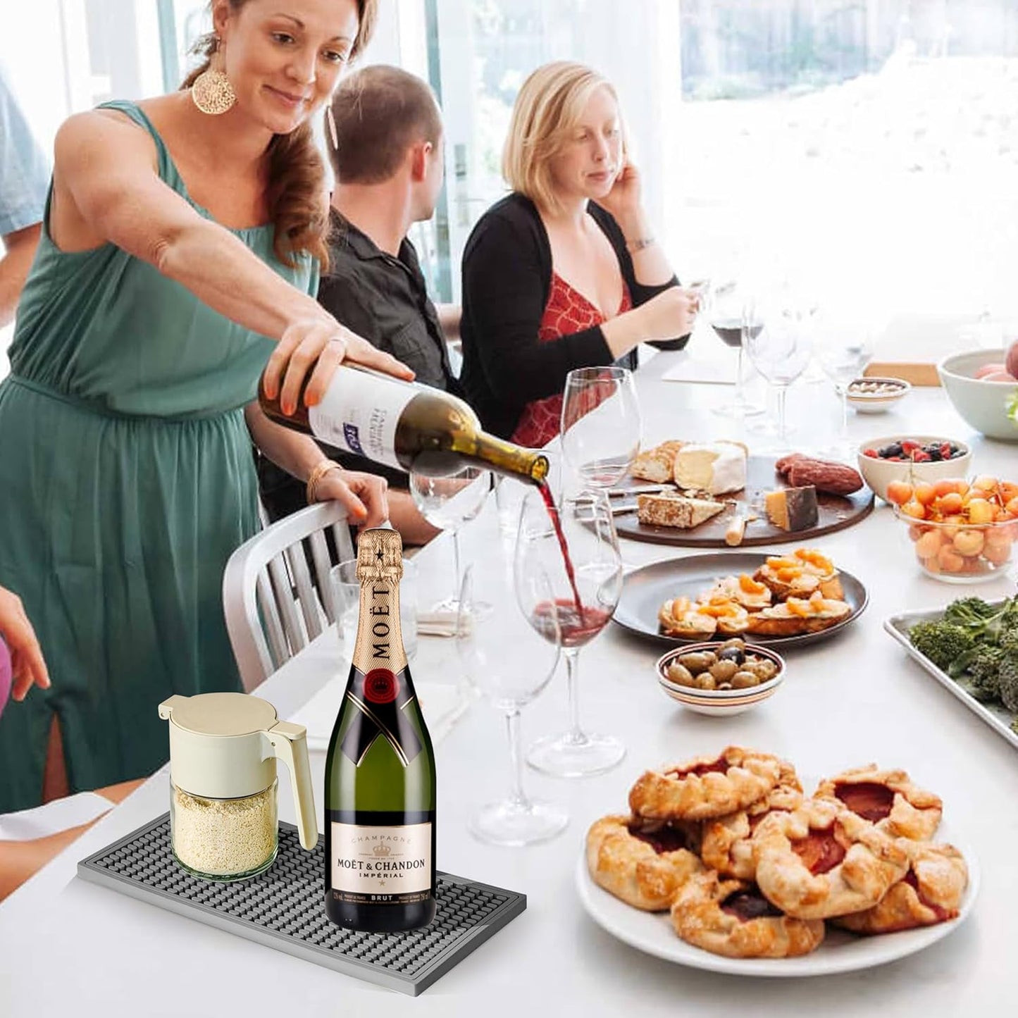 2 Pack Bar Mat, Drying Mat Household Bar Tools,Gray Cocktail Bar Mat 5.9''X12''，Suitable for Bar, Outdoor Camping, Home Bar Mats