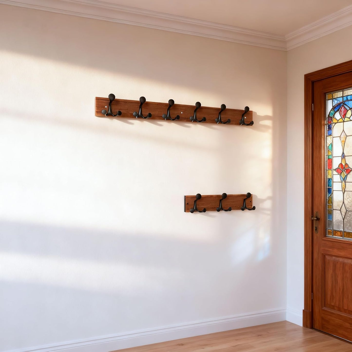 SKOLOO 36-Inch Wood Coat Rack Wall Mount with 6 Triple Hooks - Ideal for Family Entrances, Classrooms, and Pet Supplies Storage - Perfect Coat Hooks for Wall,Mahogany (Sapele)