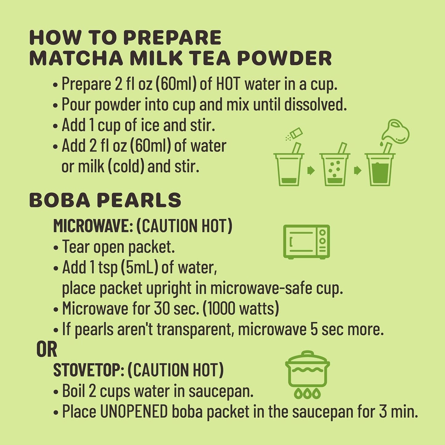 Matcha Latte Instant Bubble Pearl Matcha Milk Tea Kit with Authentic Brown Sugar Tapioca Pearls, Ready in Under One Minute, Paper Straws Included – 3 Servings Yulu Foods