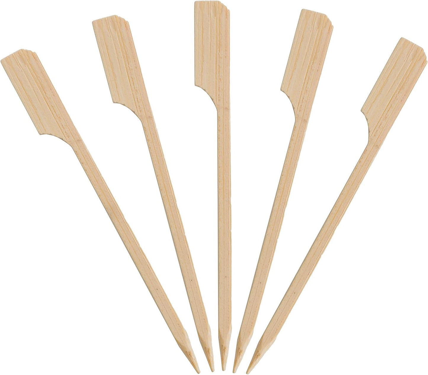 200 Count | KingSeal Natural Green Bamboo Wood Paddle Picks, Skewers for Appetizers and Cocktails, 3.5 Inches - 2 Packs of 100