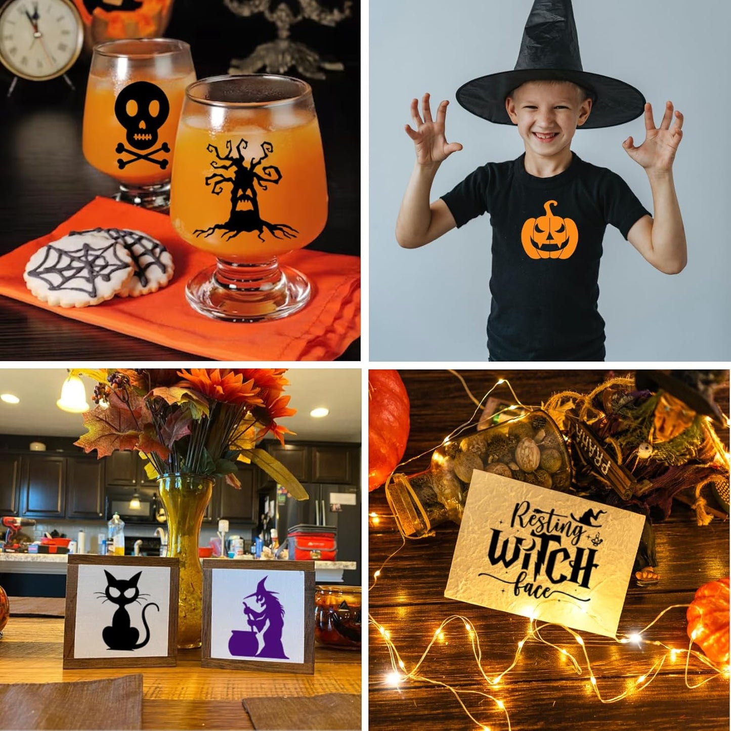 50 PCS Small Reusable Halloween Stencils, 3x3 Inch for Painting on Wood DIY Crafts Ornaments & Decoration (50pcs 3in)