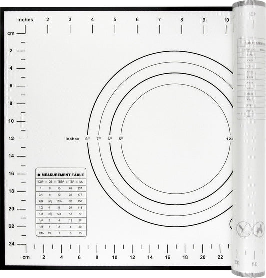 Yansumi Silicone Pastry Mat Extra Large Non-Slip Mat for Rolling Dough Pie Crust and Baking Non-Stick with Measurements (16x12,Black)