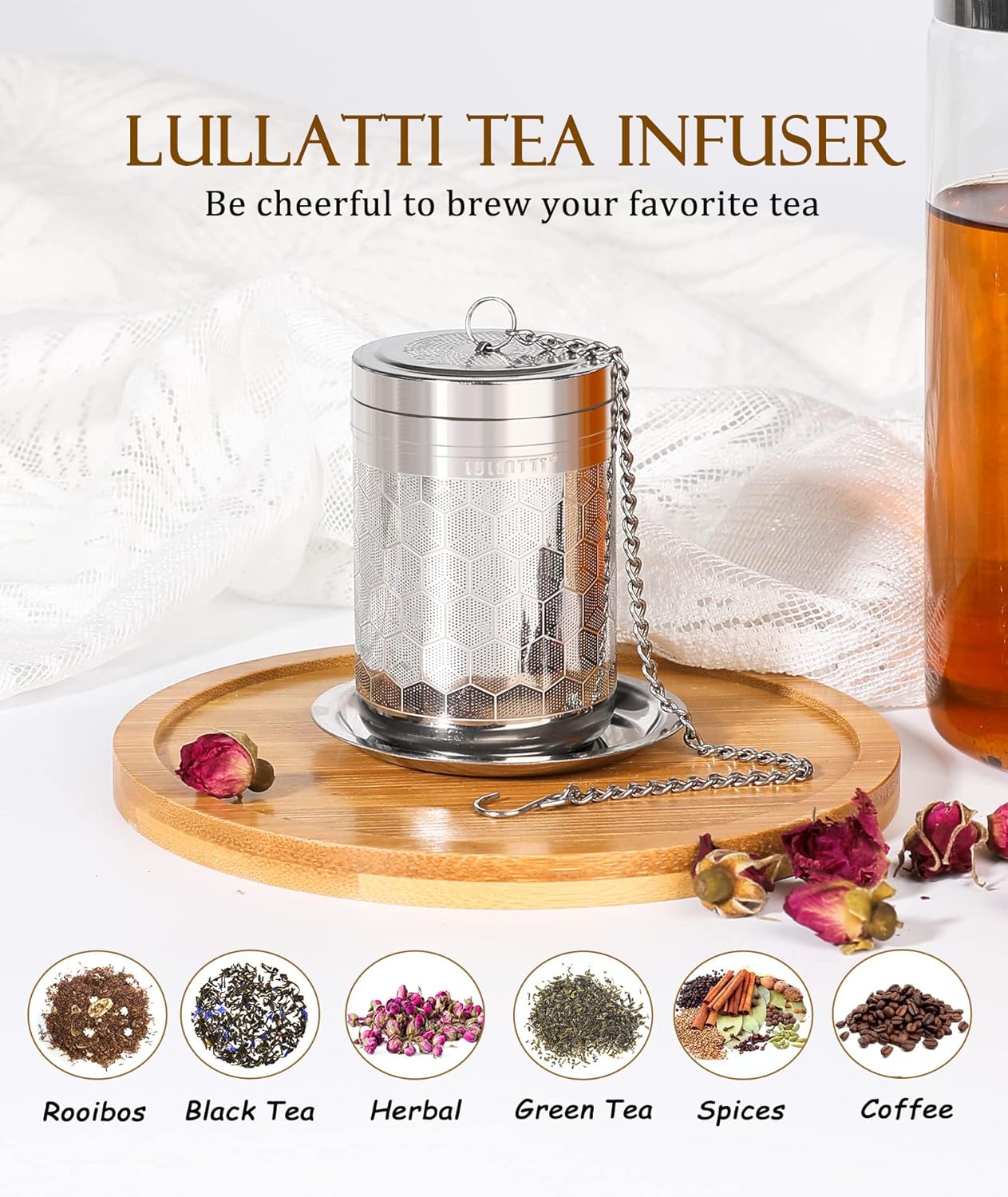 Large Tea Infuser for Loose Tea(1 Pack), 304 Stainless Steel Tea Ball Strainer, Extra Fine Mesh Tea Steeper for Brewing All Kind of Tea, Fits for Most Teapot, Cups or Mugs