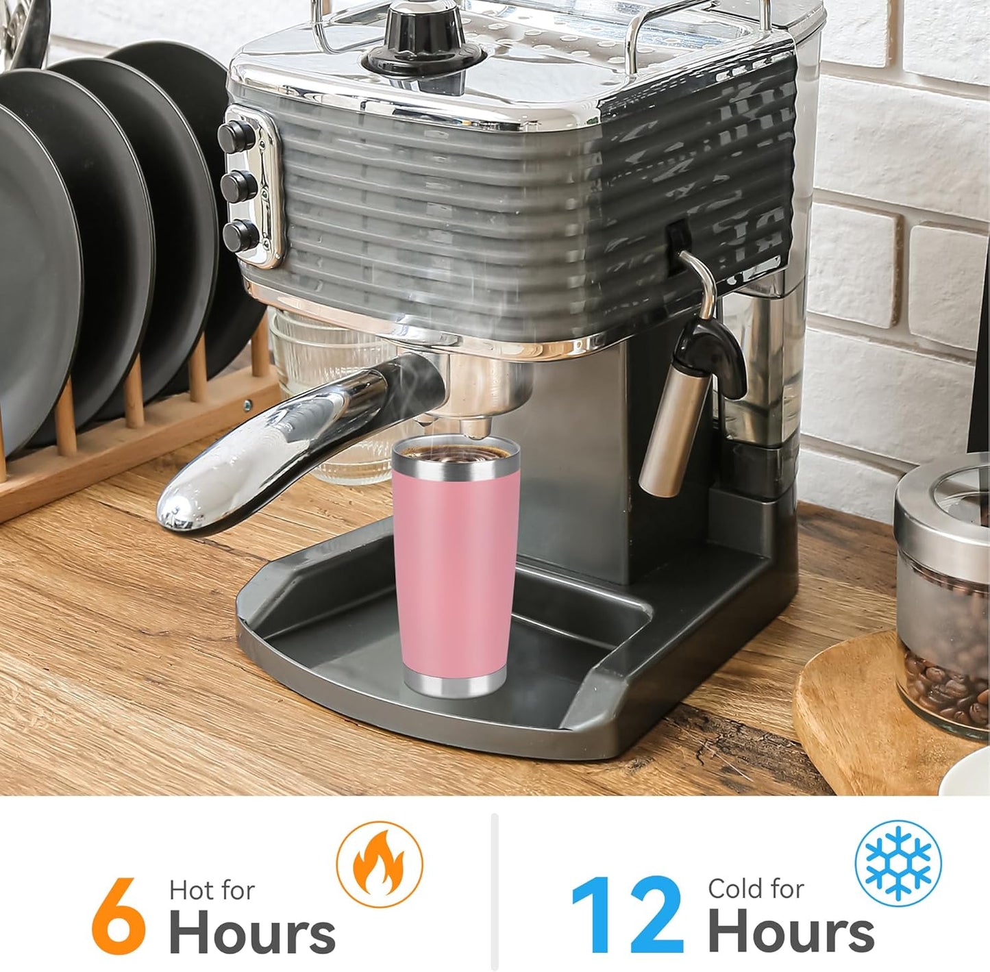 20 oz Tumbler Stainless Steel Tumblers Bulk with Lid Double Wall Insulated Coffee Tumbler Cups for Hot & Cold Drinks Powder Coated Travel Coffee Tumbler Mug Metal (Rose Pink, 12 pack)