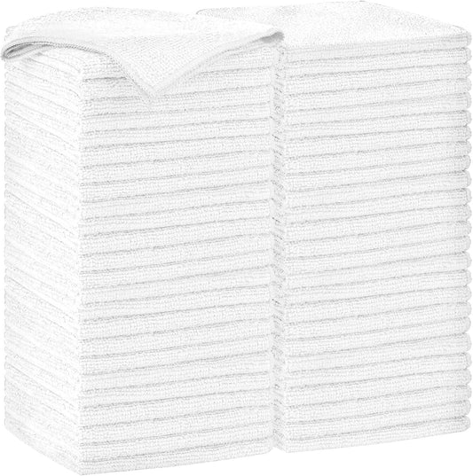 AIDEA Microfiber Cleaning Cloth-50PK, Soft Microfiber Towels for Cars, Absorbent Cleaning Rags, Lint-Free Streak-Free Wash Cloths for House, Kitchen, Window(12in.x12in), White