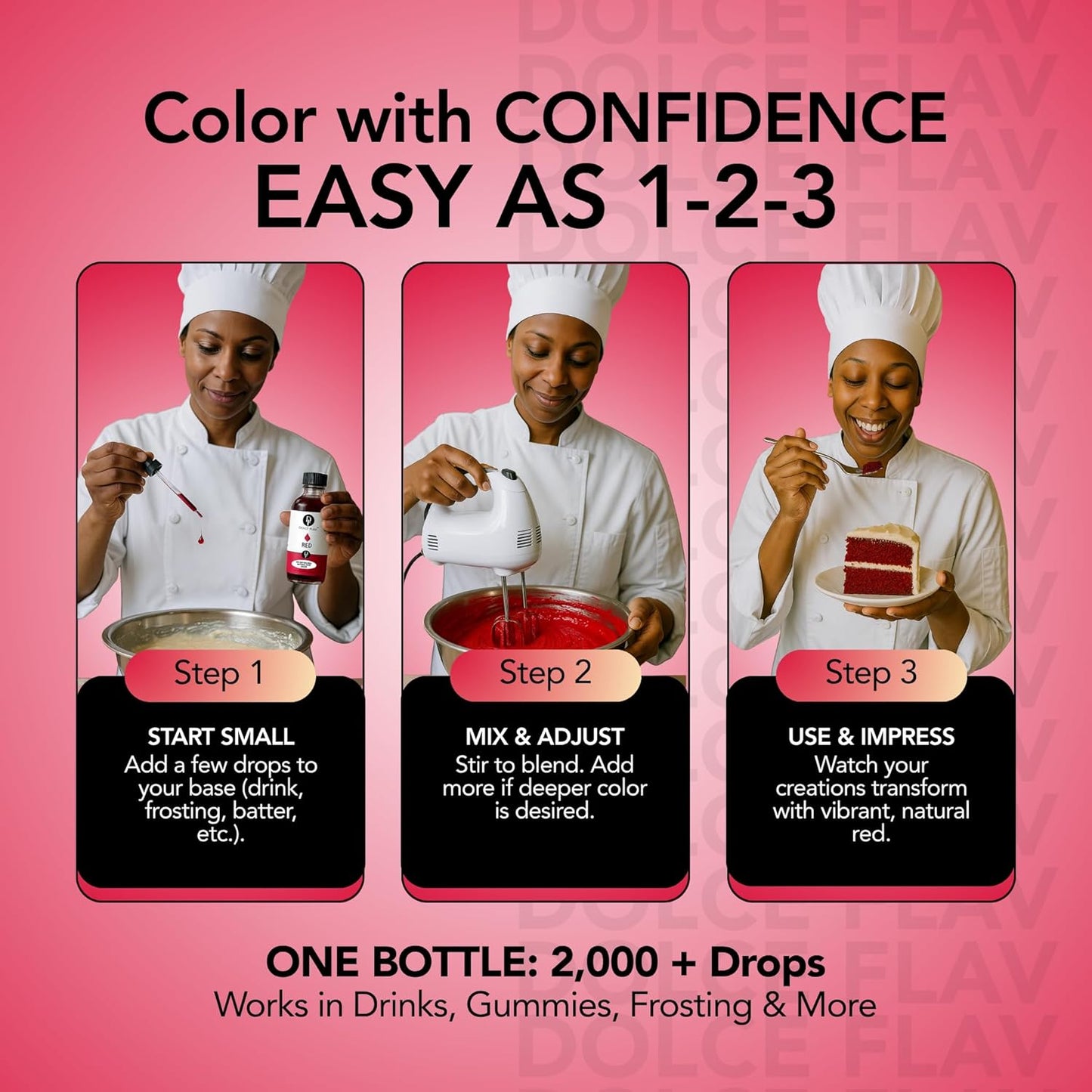 Dolce Flav Natural Red Food Coloring – Vivid Plant-Based Color from Beets | 2 oz Water-Soluble Liquid Dye for Baking, Drinks & Frostings | Graduated Dropper Included | No Artificial Dyes | Kosher | Made in USA