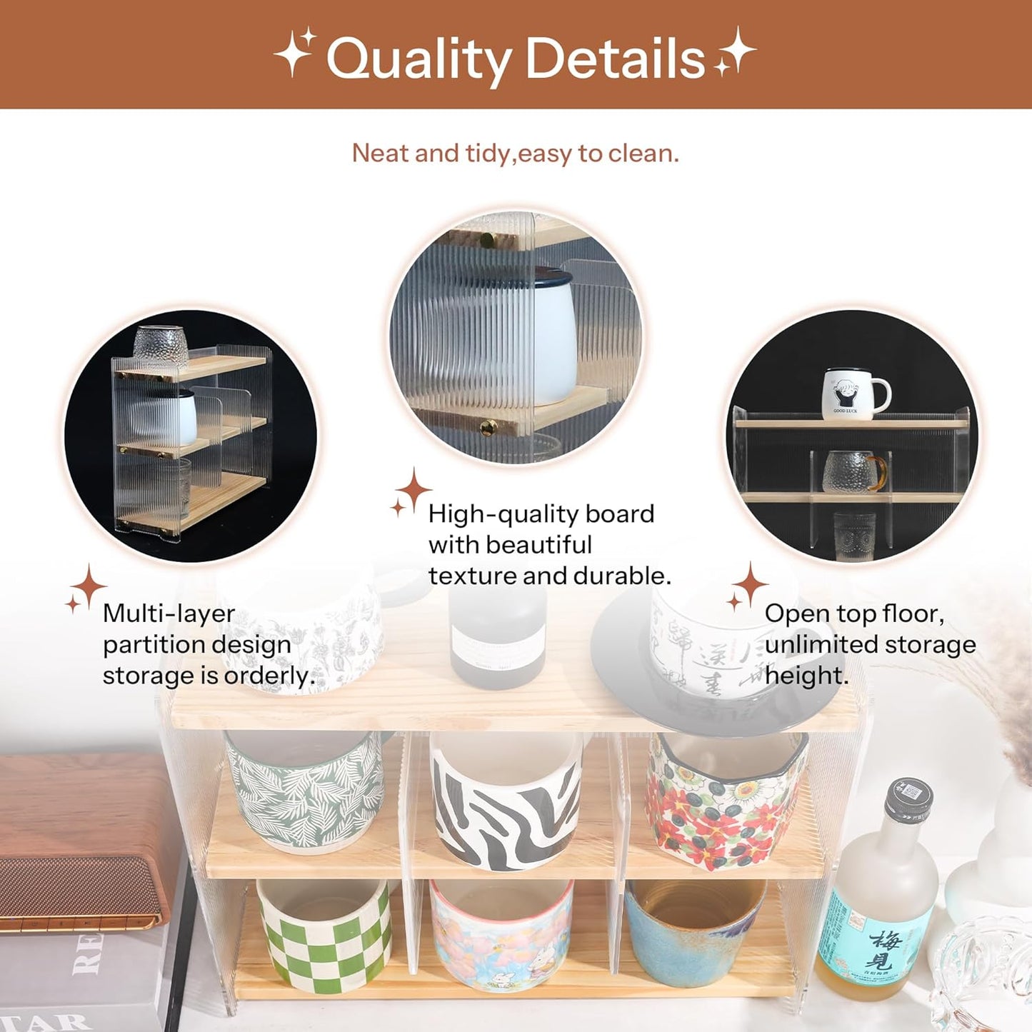 Coffee Mug Holder Wooden Cup Station Organizer 3-Tier Cup Holder for Coffee Bar Mug Display Rack for Countertop Mug Holder Shelf for Home Kitchen Pine Wood