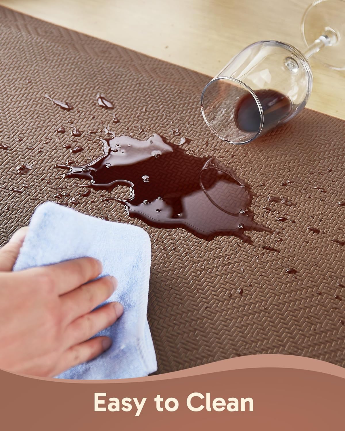 Ophanie Kitchen mats for Floor, 3/4 inch Thick, Kitchen Rugs, 20x48 Anti Fatigue Standing Cushioned Mat, Waterproof,Comfort Ergonomic mat for Office, Home, Sink, Brown Non-Slip Bottom