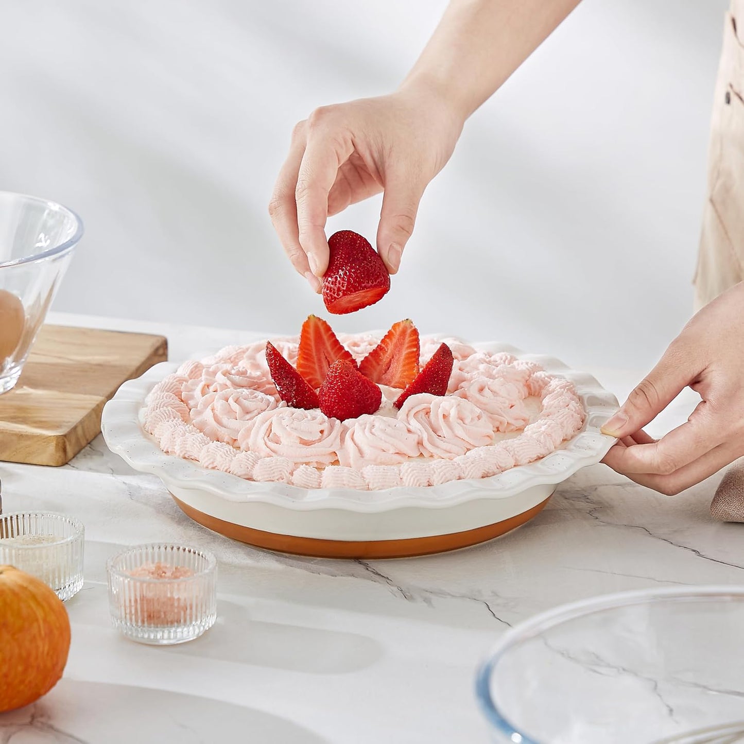 MALACASA Ceramic Pie Pan Set of 2-9 Inch Quiche Baking Dish Nonstick Pie Plate, Deep Dish Scratch-Resistant Pie Pan for Apple Pie Pot Pie, Series TARA