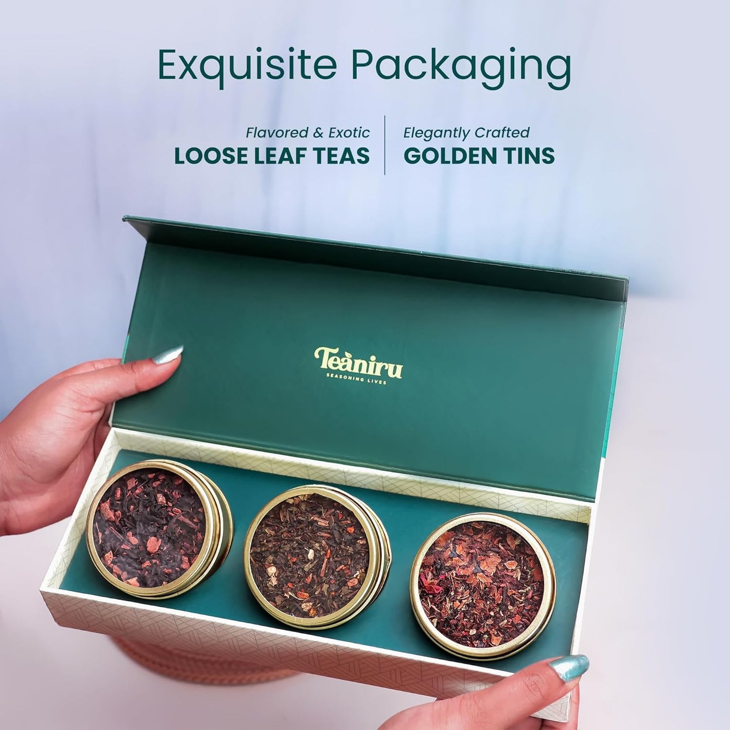 Teaniru, Novelty Tea Gift Box - 1 Carton (Box of 20) | Assorted Loose Leaf Tea Sampler Gift - 3 Flavors in Luxury Gift Box | Bulk Wellness Gifts for Employees, Clients & Family | Brew Hot/Iced