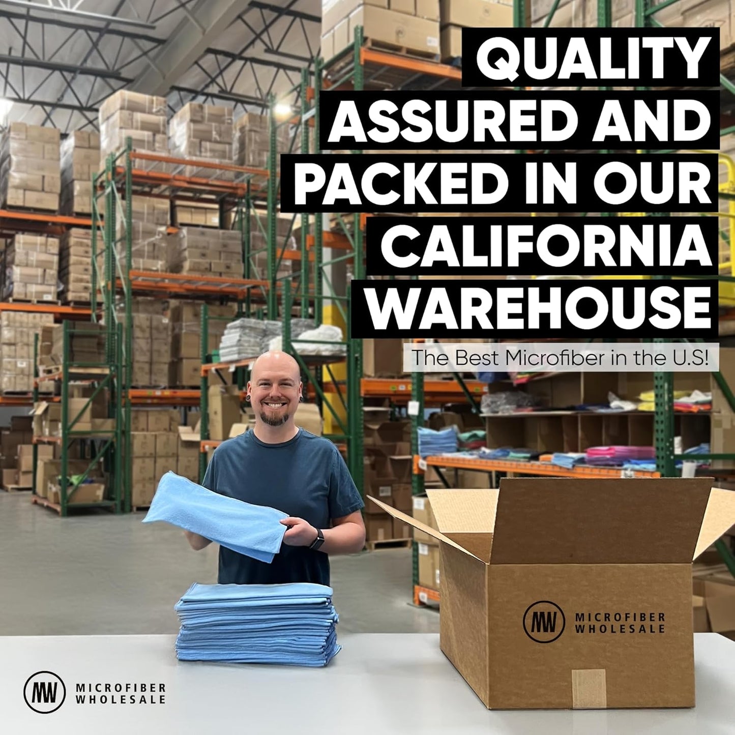 12" x 12" Microfiber Cleaning Cloths (50 Pack) - Reusable Towels, Wash Rags, Dust Cloth, All-Purpose: Kitchen, Dish, Cars, Shop, Glass (Blue)