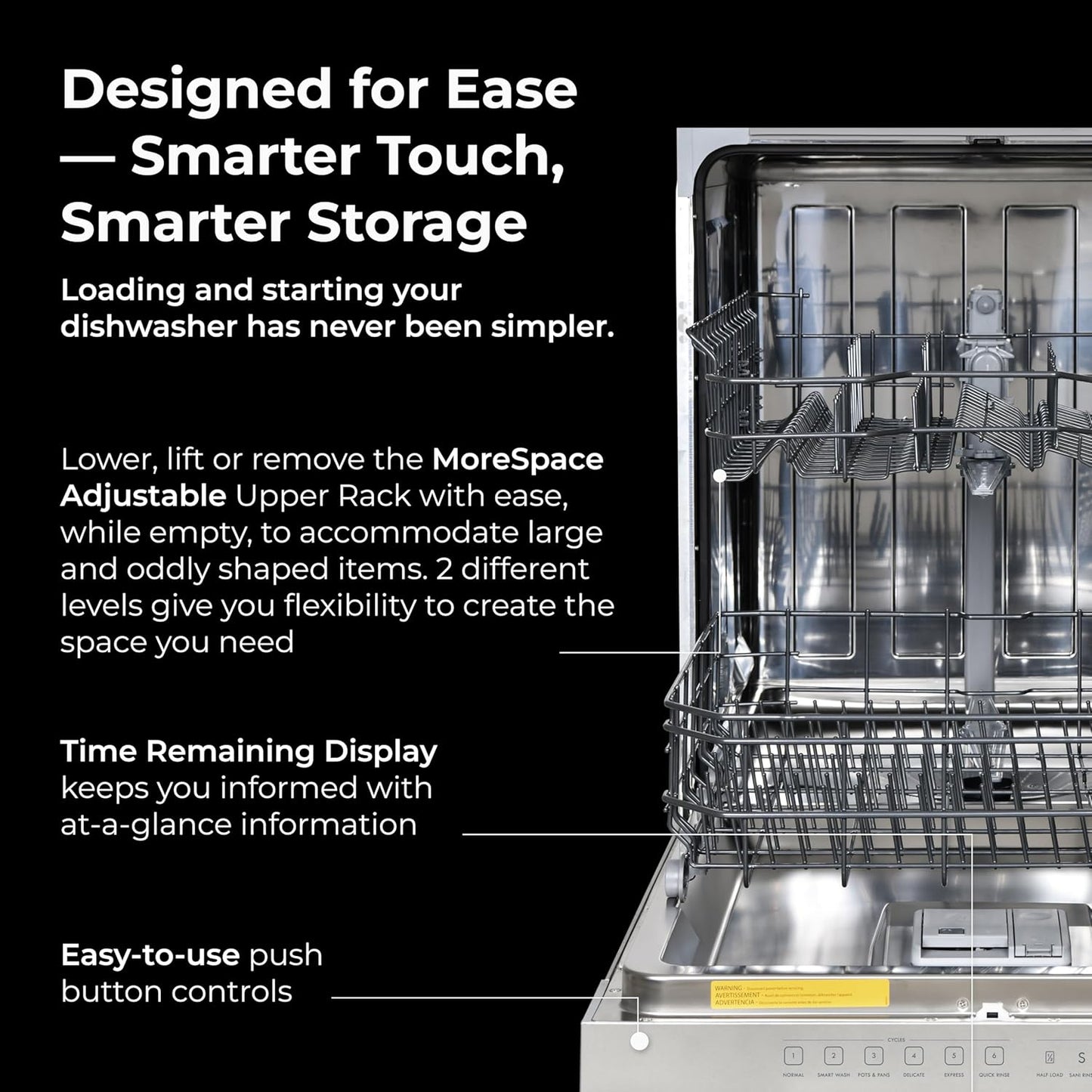 Kenmore 24" Built-in Stainless Steel Tub Dishwasher SmartWash, Smart Dry, and MoreSpace Adjustable Rack, Energy Star Certified, Fingerprint Resistant