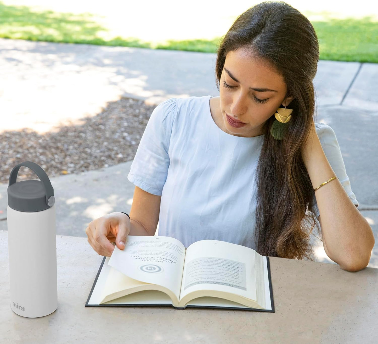 MIRA 18 oz Tea Infuser Thermos - Stainless Steel Travel Bottle with Removable Strainer for Loose Leaf Tea - Insulated Hot & Cold Brew Steeper - White