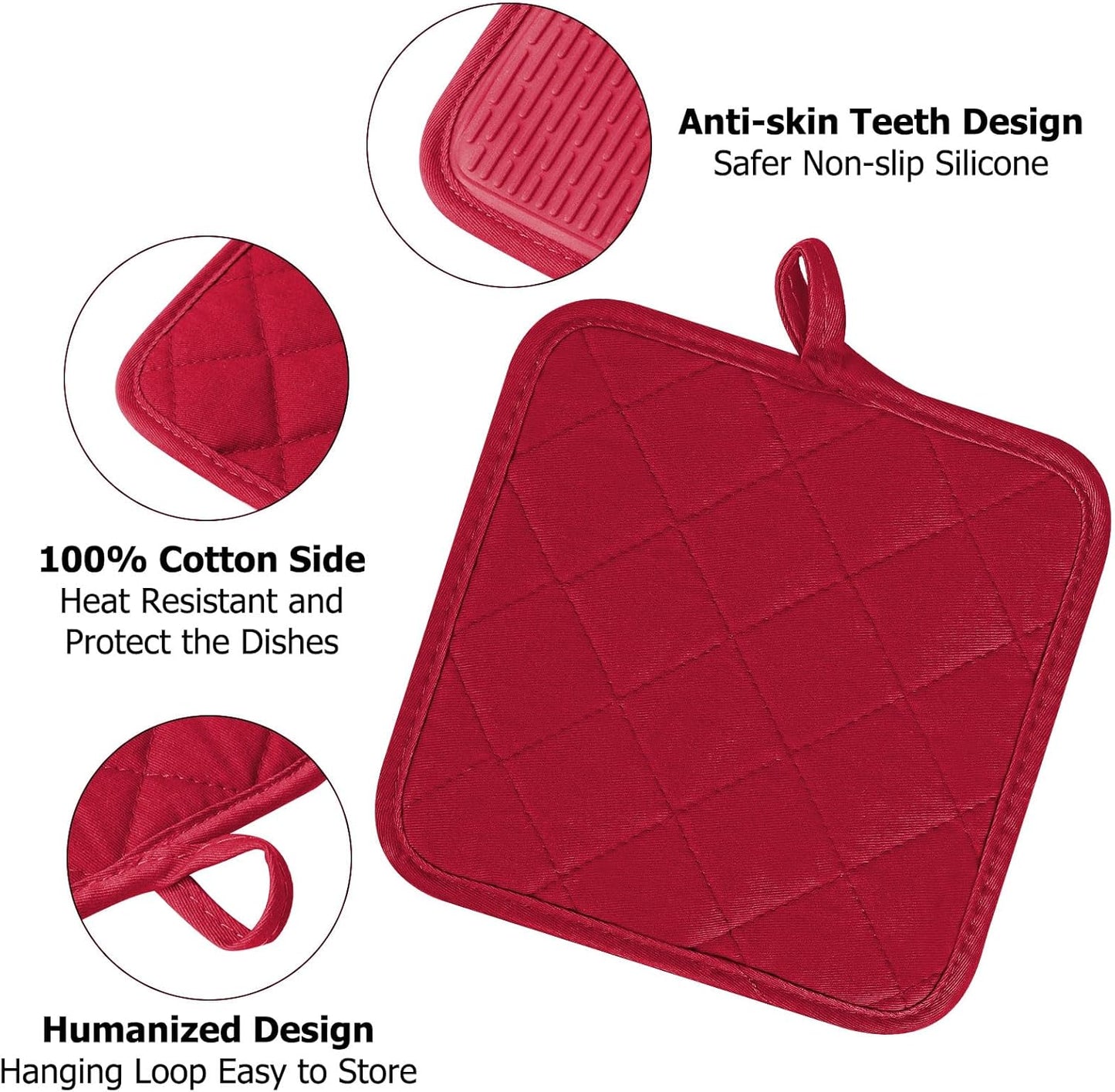 Oven Mitts and Pot Holders Set, Pack of 4, Heat Resistant Silicone Kitchen Mini Oven Mittens for 500 Degrees, Mini Oven Gloves and Hot Pads for Baking Grilling Barbecue Microwave Machine Washable