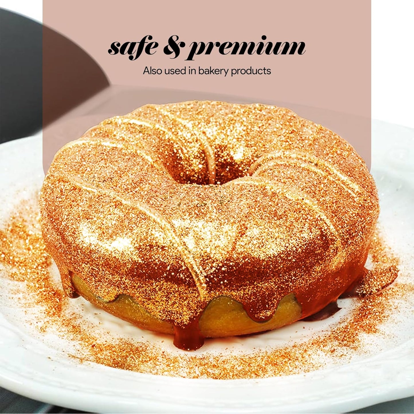 BeePoint Orange Edible Luster Dust 15g - Food Grade, Vibrant Color Shimmer Powdered Dust for Drinks, Cocktails, Cake Decorating, Baking, Chocolates, Candy, Sweets, & Cookies - Vegan & Gluten Free