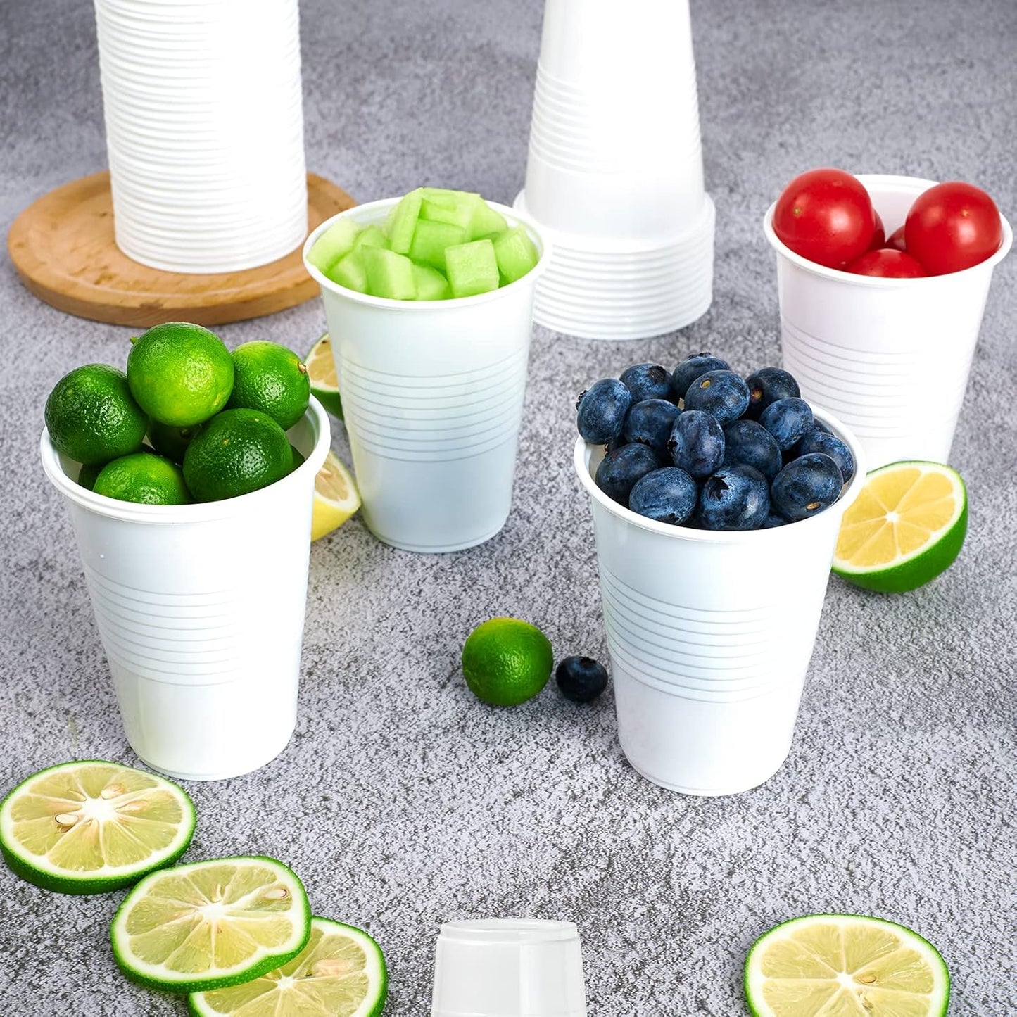 Lilymicky 2000 PACK 9 oz White Plastic Cups, 9 Ounce Disposable Drinking Cups for Birthday Parties, Picnics, Ceremonies