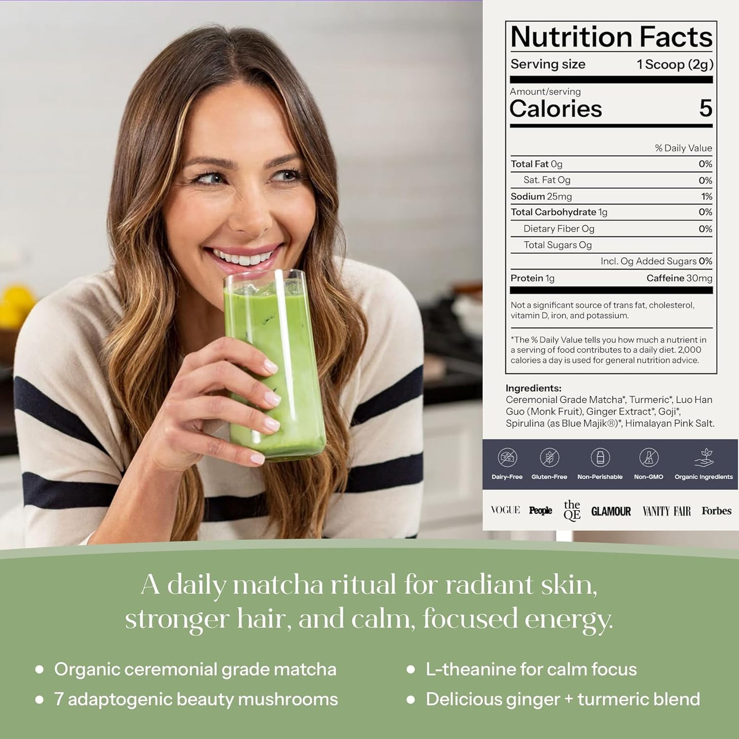 KROMA. Intermittent Fasting Matcha, 36 Servings, Organic Ceremonial Grade Powder, Zero Sugar Gluten Free Green Tea with Ginger, L Theanine, Spirulina, Turmeric, Matcha Latte Powder, Fasting & Energy Support