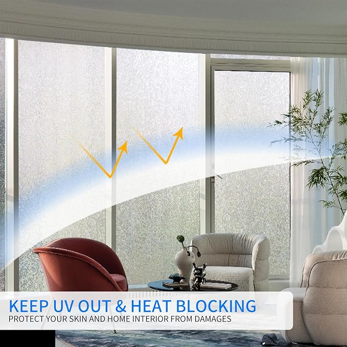 Window Film Privacy Day and Night with Installation Tools, Static Cling Glass Film Ideal for Home Shower Office Glass Door (Flash Diamond, 17.5X196.9 Inch)