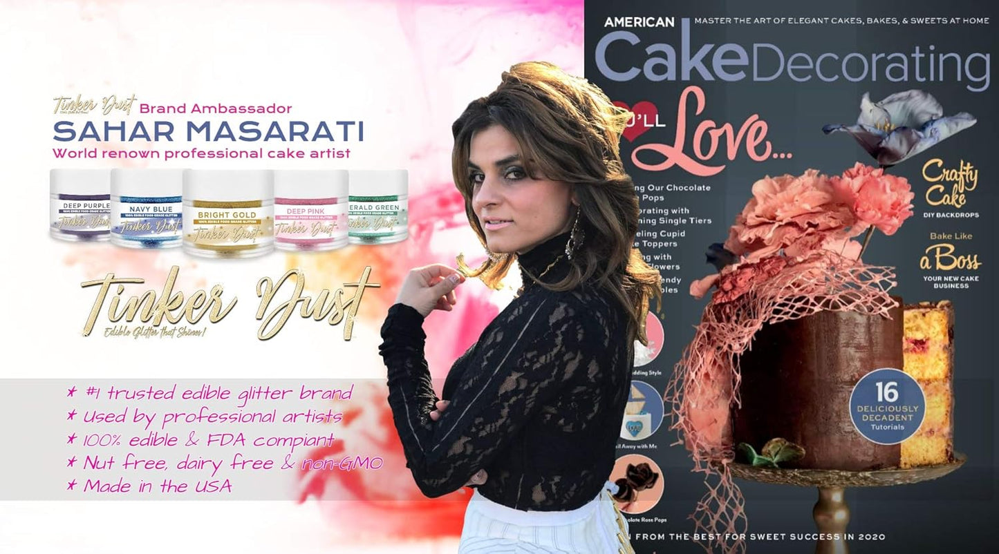 BAKELL Soft Pink Edible Glitter, 25 Grams | TINKER DUST Edible Glitter | KOSHER Certified | 100% Edible Glitter | Cakes, Cupcakes, Cake Pops, Drinks, Dessert Vegan Glitter & Dusts (25g, Soft Pink)