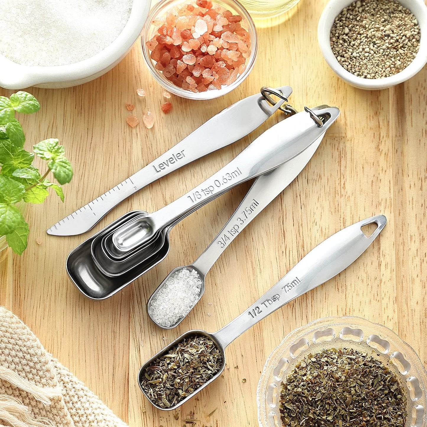 Spring Chef Stainless Steel Measuring Spoons Set of 13 with Leveler, Metal Teaspoon & Tablespoon Measuring Spoons for Cooking & Baking, Fits in Spice Jars, Kitchen Gadgets for Dry & Liquid Ingredients