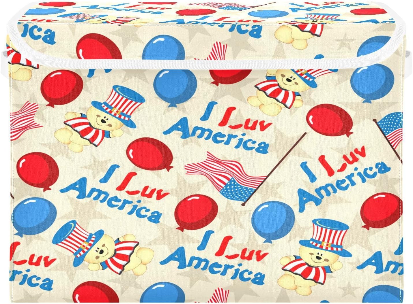 susiyo Classical American Pattern fabric storage baskets with lids,Collapsible Storage Boxes,Foldable storage boxes with handles for Home,Office,Closet Organization