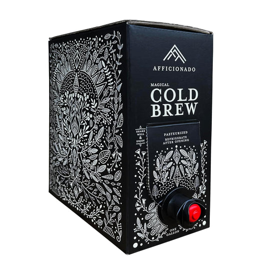 Afficionado Coffee Roasters | Magical Cold Brew | 1 Gallon | Bag in Box | Single Origin Peruvian Coffee | Medium Roast | Ready to Drink | Pasteurized & Shelf-Stable
