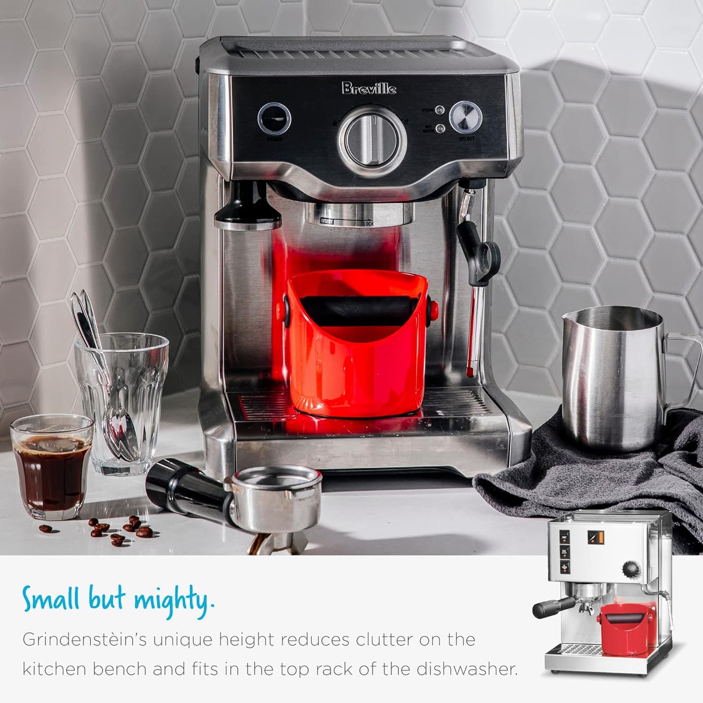 Dreamfarm Grindenstèin Sturdy, Compact, Modern Space-Saving Espresso Coffee Grind Knock Box - Black