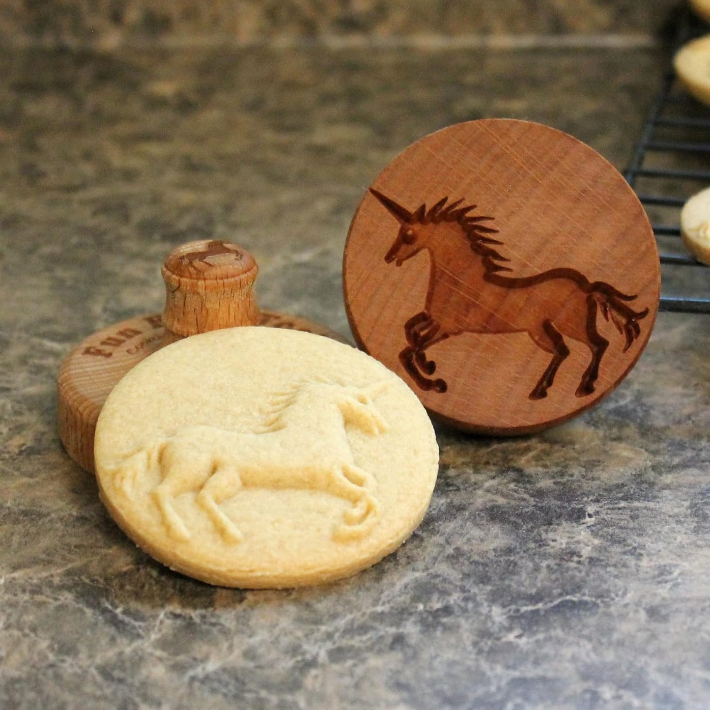 Wood Cookie Stamp, 2.5 Inch (Unicorn CS-025)