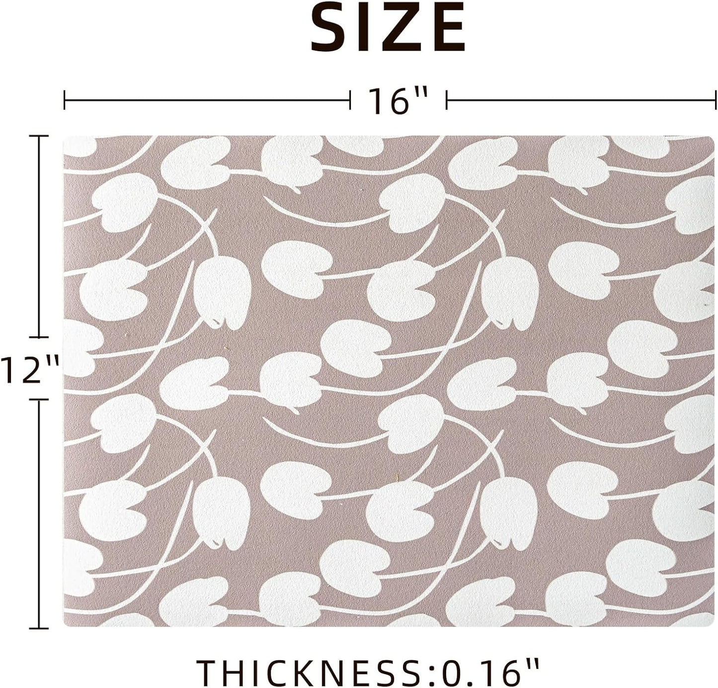 Dish Drying Mat, Absorbent Coffee Mat Rubber Backed, Soft Silicone Dish Drying Mat for Kitchen Counter or Sink for Kitchen Bathroom Coffee Bar (Tulip, 12 x 16 Inches)