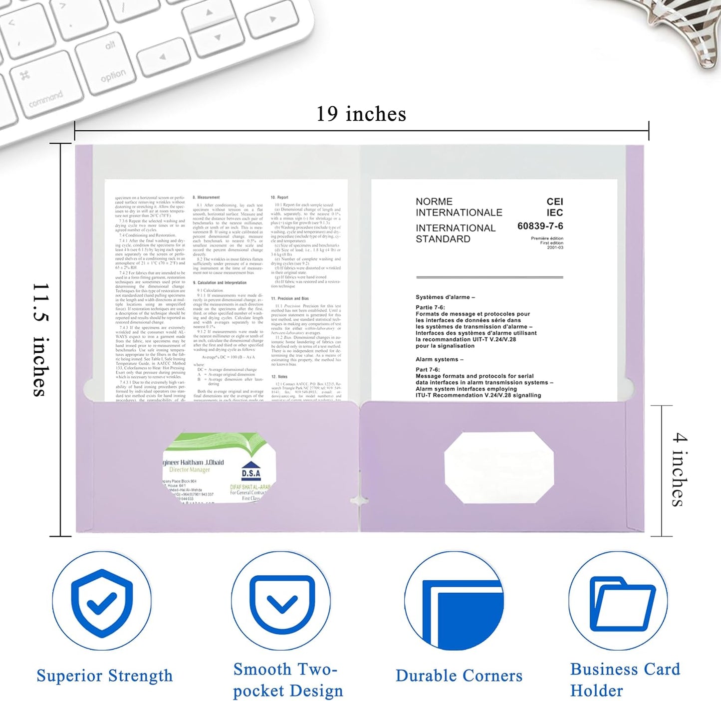 Zzrywuty File Folders with Pockets Letter Size, 25-Pack Paper Folders with Card Slot, Two Pocket Folders for School Students, Businessmen, Home and Office Workers（Purple）