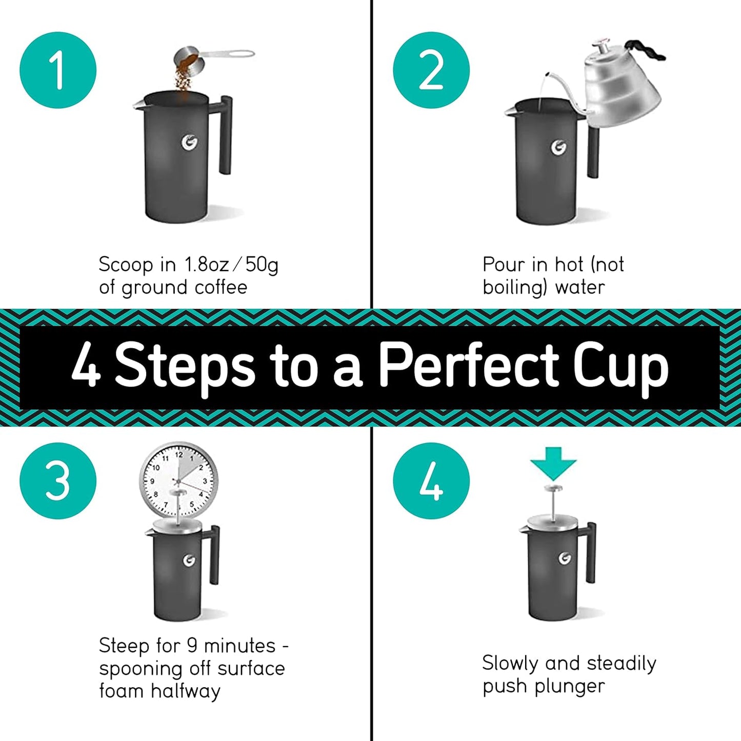 Coffee Gator French Press Coffee Maker 34oz, Double Insulated Stainless Steel Brewer plus Travel Jar Canister, Portable Hot Cold Brew Tea for Coffee Bar Accessories Kitchen Camping, Orange