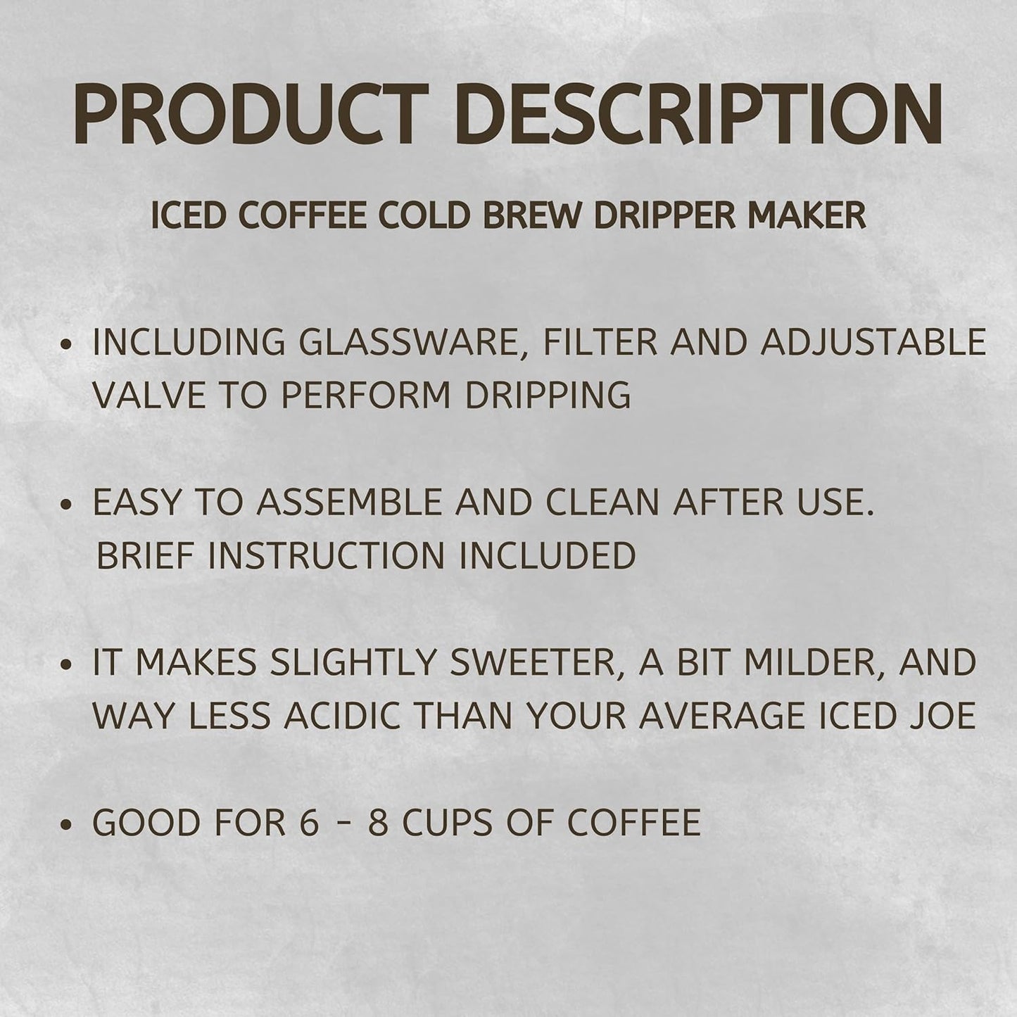 Nispira Iced Coffee Cold Brew Drip Tower Coffee Maker Wooden, 6-8 cup, Grey