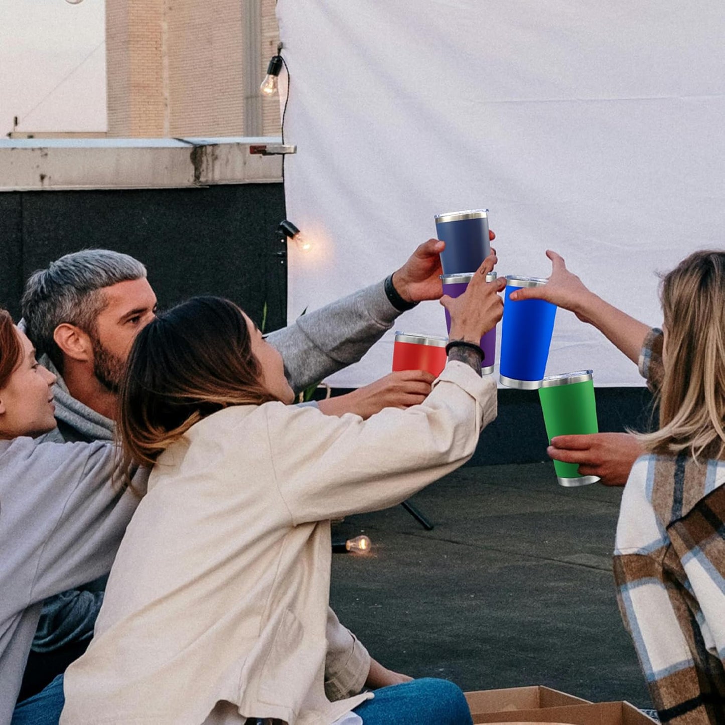 20oz Tumbler Bulk Stainless Steel Tumblers with Lid Vacuum Insulated Double Wall Travel Coffee Mug Powder Coated Tumbler Cup for Hot and Cold Drinks(Green, 6 pack)