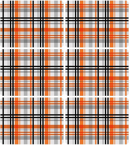 Fall Placemats Set of 6 Fall Orange Black Buffalo Plaid Plastic Table Mats Autumn Thanksgiving Place Mats Halloween Seasonal Table Decoration for Indoor Outdoor Party Kitchen Dining