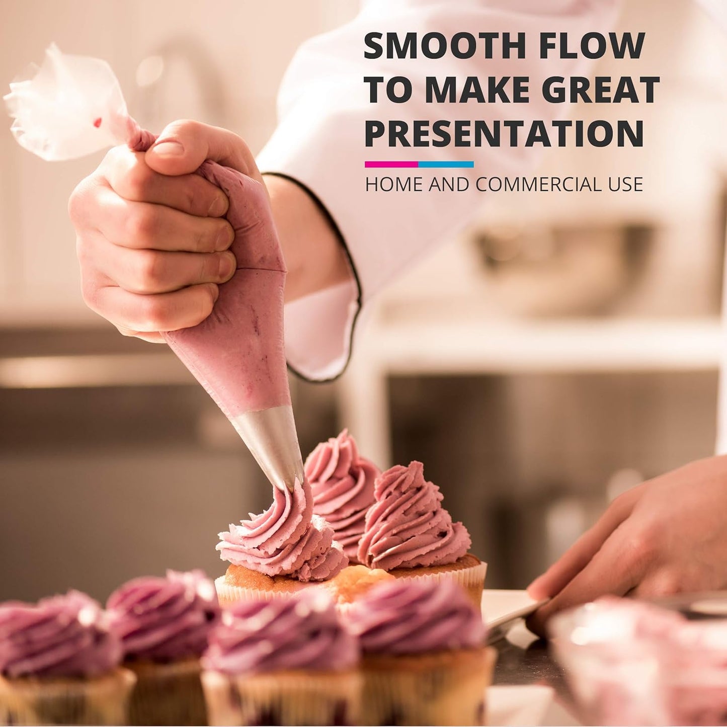 Riccle Disposable Piping Bags 16 Inch - 100 Textured Anti Burst Pastry Bags - Icing Piping Bags for Frosting - Ideal for Cakes and Cookies Decoration