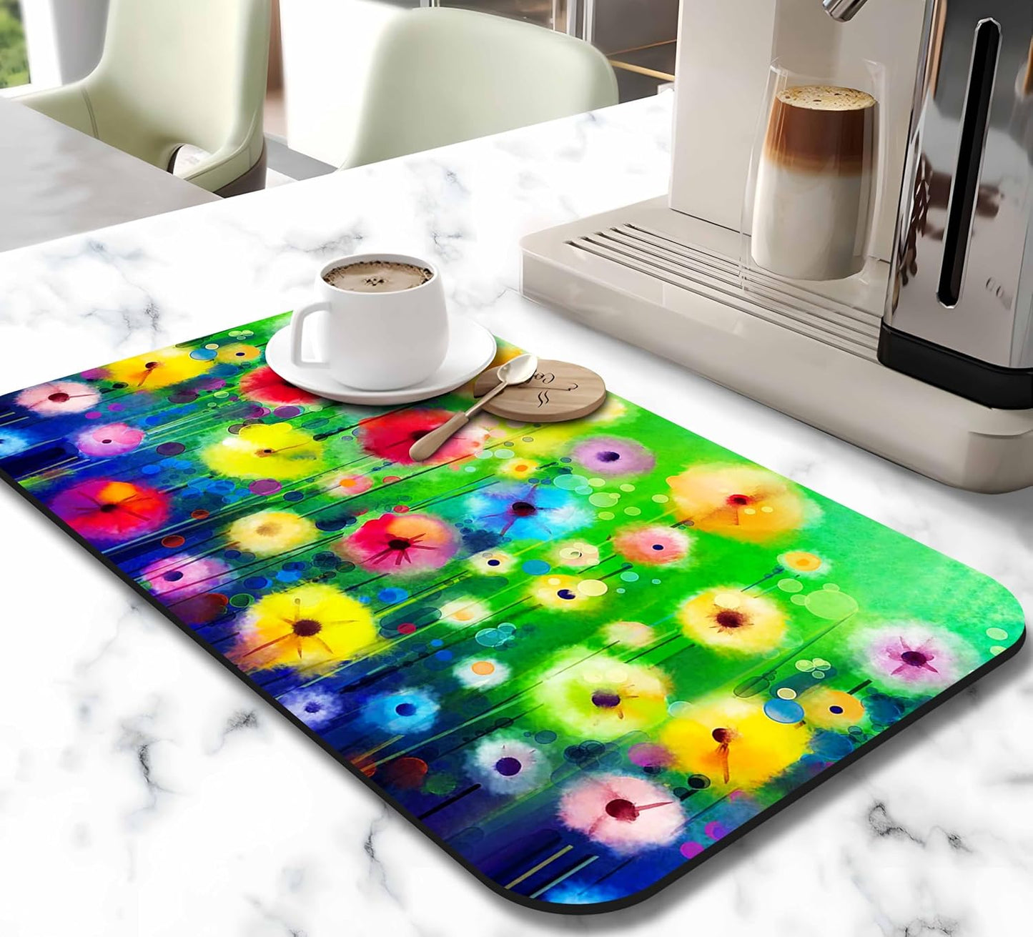 Dish Drying Mat for Kitchen Counter 20x12in Washable Quick Dish Drying Pad Rubber Backed Absorbent Draining Mat Fit Kitchen Counter,Bar,Under Sink,Dishes,Utensils,Dish Rack