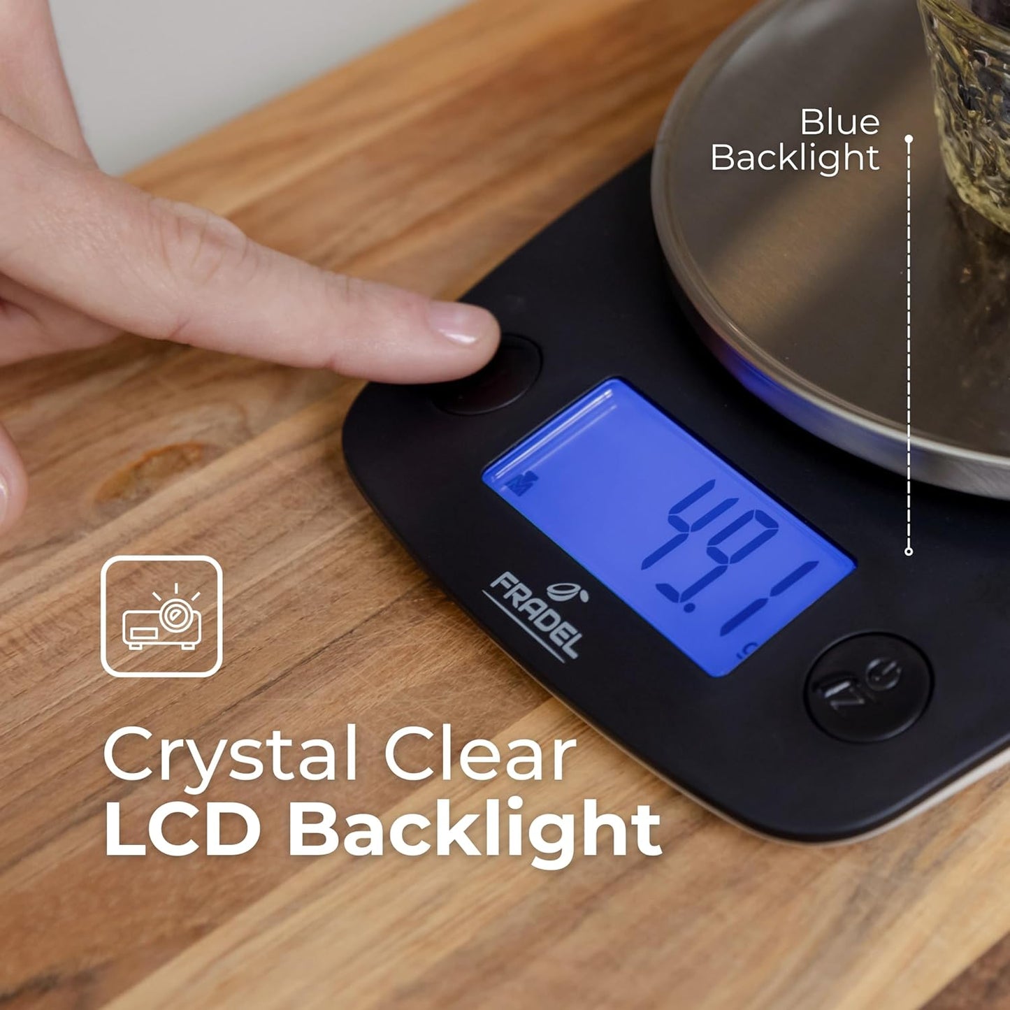 Fradel 0.1g Digital Kitchen Food Scale in Grams & Ounces - 11lb, for Cooking, Baking, Weight Loss - Round