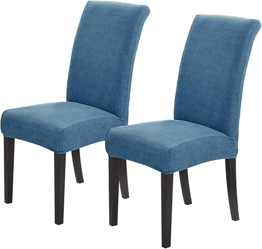 Joccun Chair Covers for Dining Room Set of 2, Chair Slipcovers Stretch Dining Room Chair Covers Seat Protector,Washable Parsons Chair Cover for Home,Hotel,Banquet(Dark Blue,2 Pack)