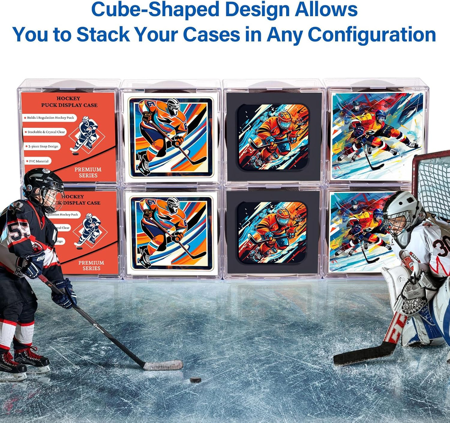 Hockey Puck Display Case, 8 Pack Acrylic Holder for Official Size Pucks, Gifts for Hockey Collectors and Enthusiasts, Premium Display Box for Collectibles