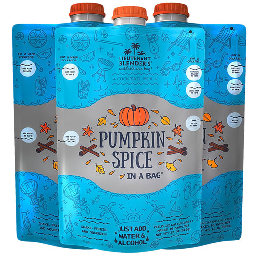 Lt. Blender's Pumpkin Spice in a Bag Cocktail Mixer - Each Bag Makes 1/2 Gallon of Cocktails - Add Alcohol or make as a Mocktail (Pack of 3)