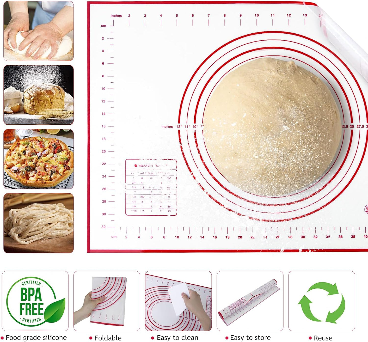 Adjustable Rolling Pin 3 Set and Silicone Baking Pastry Mat Silicone Bush Set,Thickness Rings,Stainless Steel Dough Roller 17.4" Rolling Pins for Baking Dough