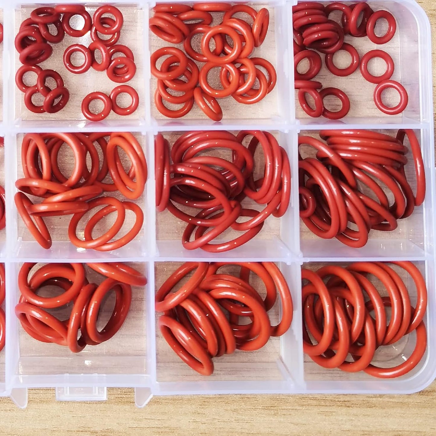 [225 Pcs] Silicone O-Rings Kit, Red Metric VMQ Sealing Gasket Assortment Set for Cup Lids, Coffee Maker, Brewing Fitting, Washer, Filter, Pump, Plumbing, Hose, Gauge, Auto, Machine