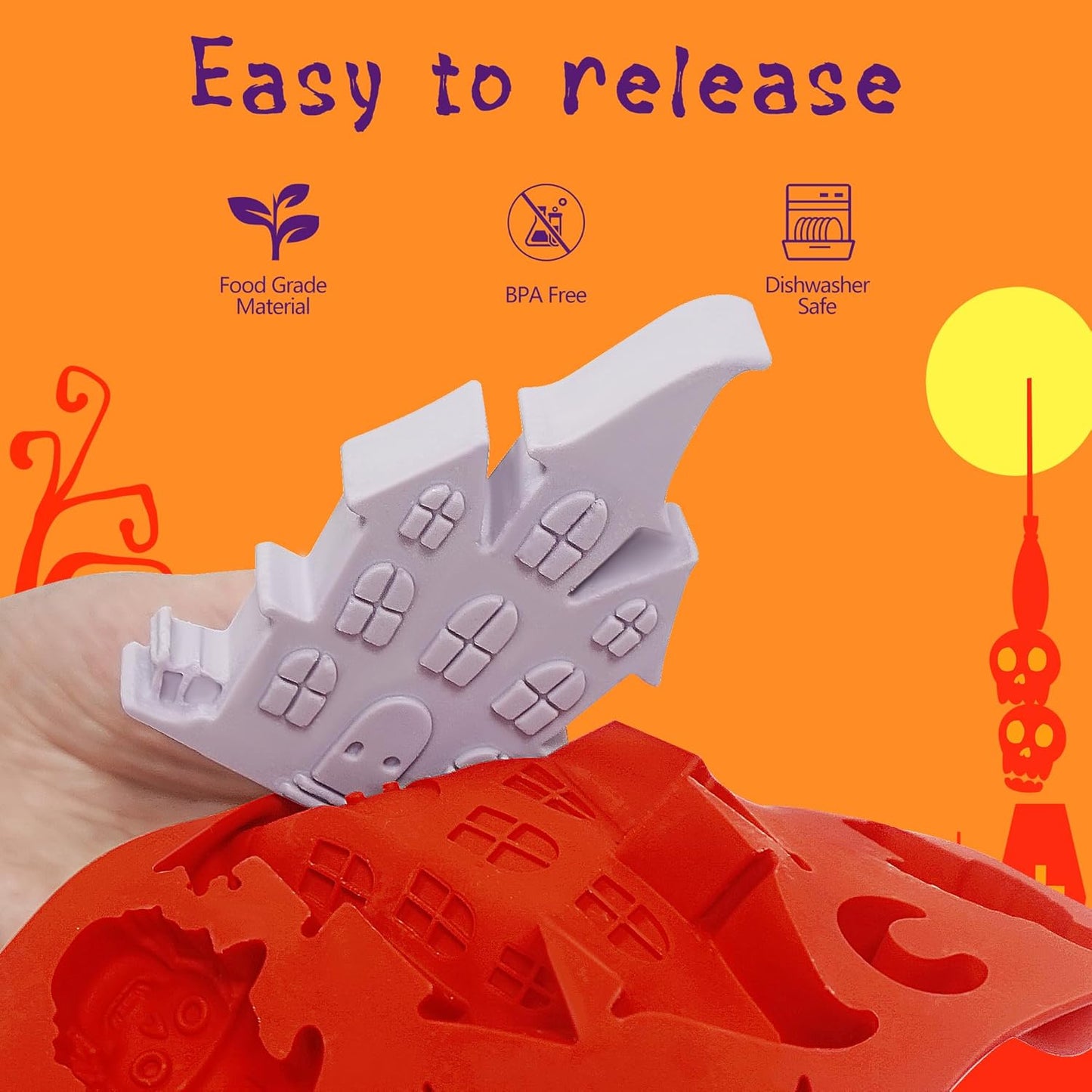 2Pcs Halloween Pumpkin Molds Silicone for Chocolate Candy, 3D Halloween pumpkin Molds Silicone for Candy Gummy (Mix)