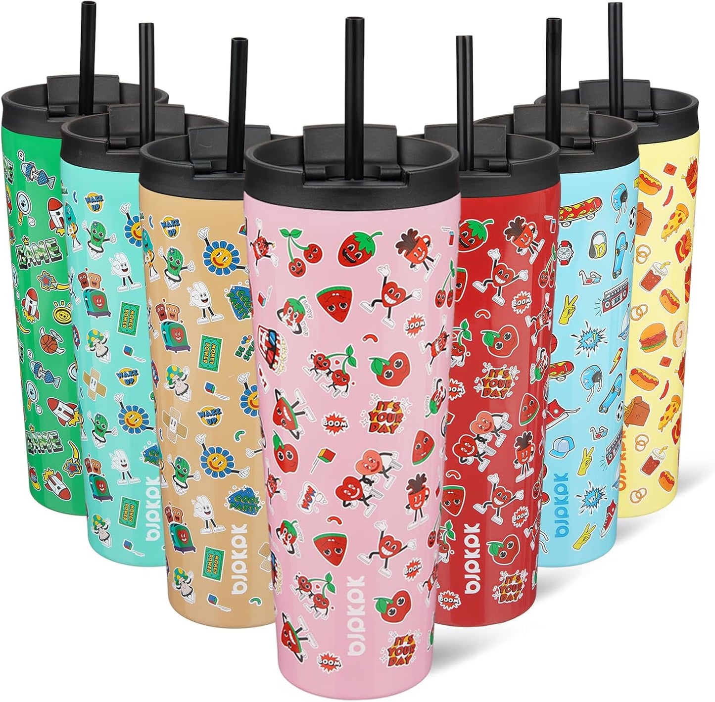 BJPKPK 26oz Stainless Steel Insulated Tumbler With lid And Straw Travel Coffee Thermal Tumblers Cup For Women And Men,Passionate Pink