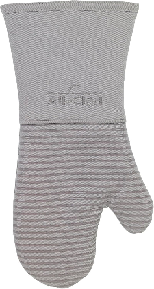 All-Clad Premium Silicone Oven Mitt: Heat Resistant to 500 Degrees - 100% Cotton & Silicone, 14"x7" Pot Holder for Kitchen and Barbeque, (1-Pack), Titanium Gray