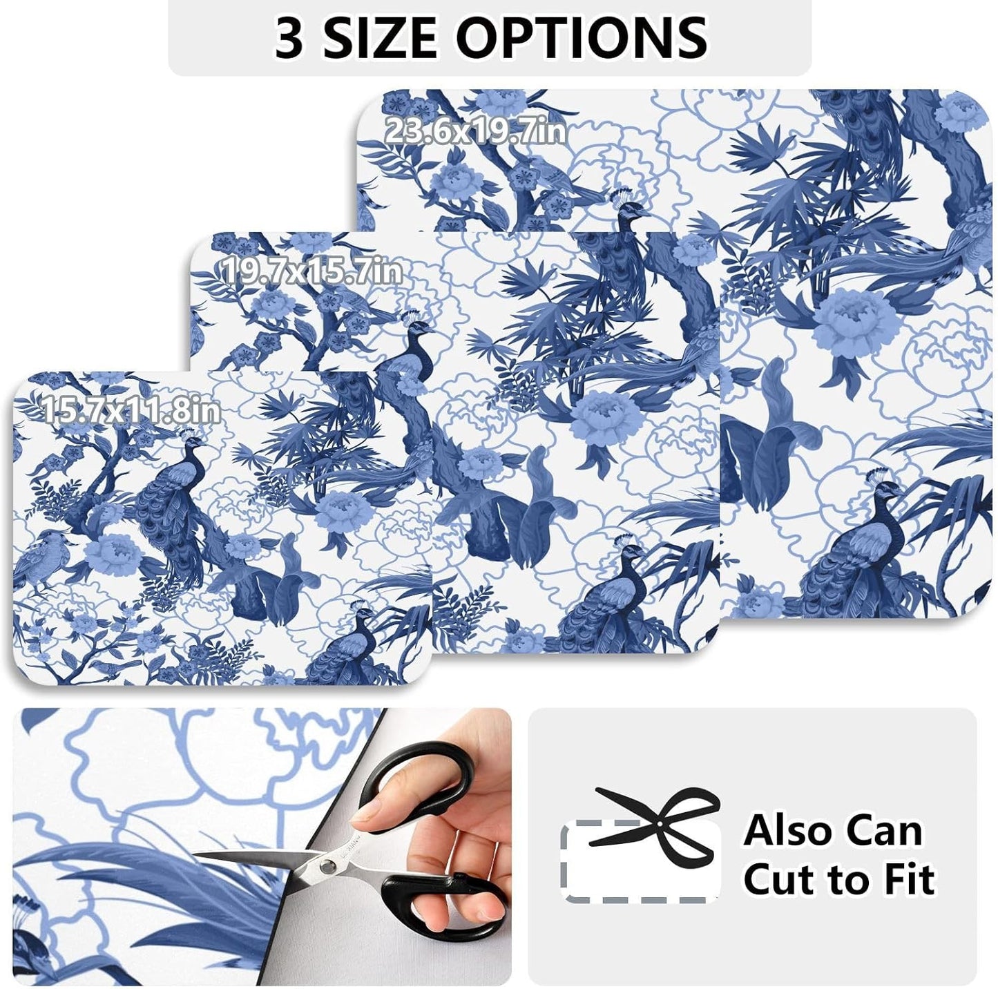 Blue Peacocks Birds Dish Drying Mat for Kitchen Counter, 23.6"x19.7" Coffee Bar, Super Absorbent Dish Drying Pad with Non-slip Rubber Backed, Quick Drying Mat for Coffee Machine Dish Drainer Ra