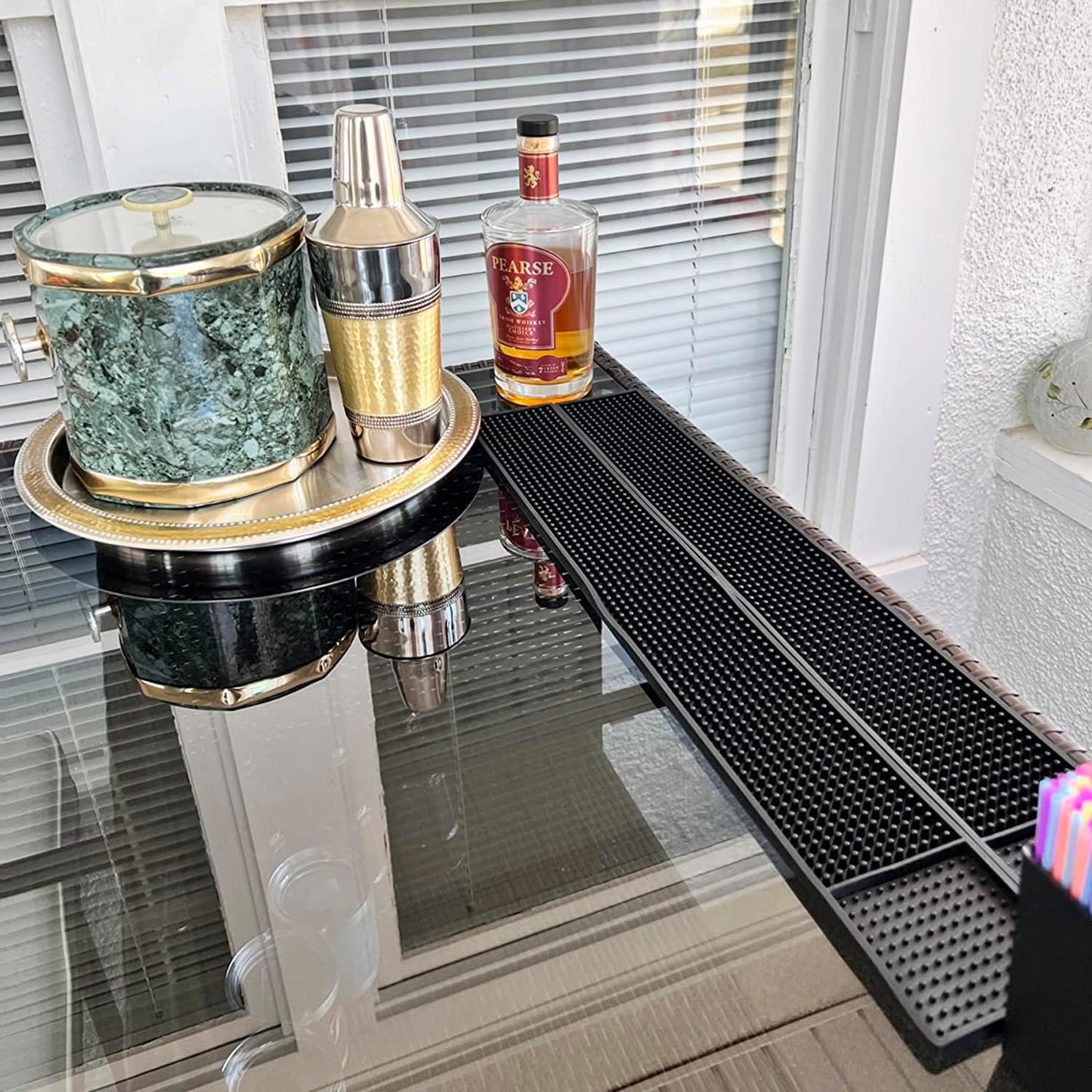 8 Pack Rubber Bar Mats, 24" x 3.15" Black Bar Service Mat, Spill Mat for Countertop, Bartending, Rubber Bar Mats, Efficient and Stylish Solution for Every Bartending Need,by KUKLIPJIM